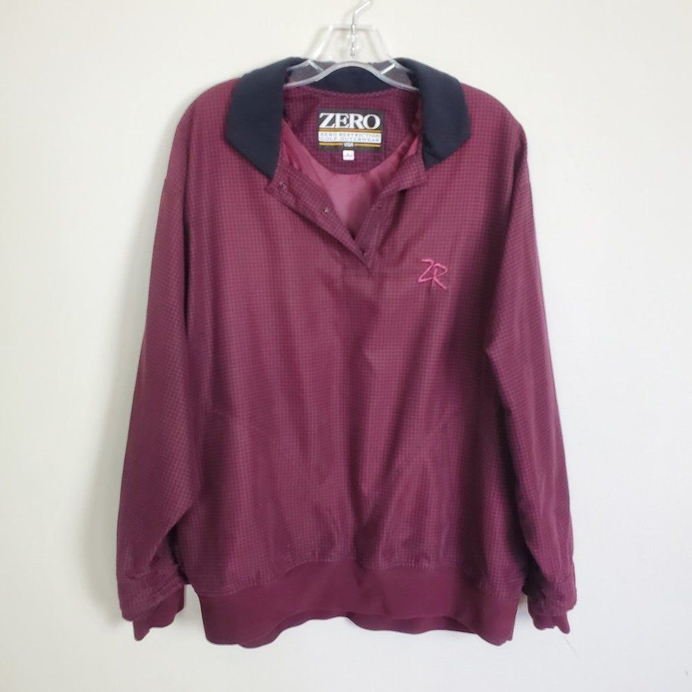 Zero Red Black Houndstooth Snap Pullover Golf Top
